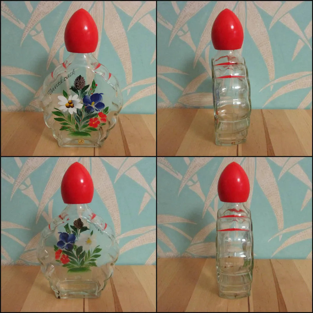 1960s/70s Innsbruck Austria hand-painted glass decanter set, original box