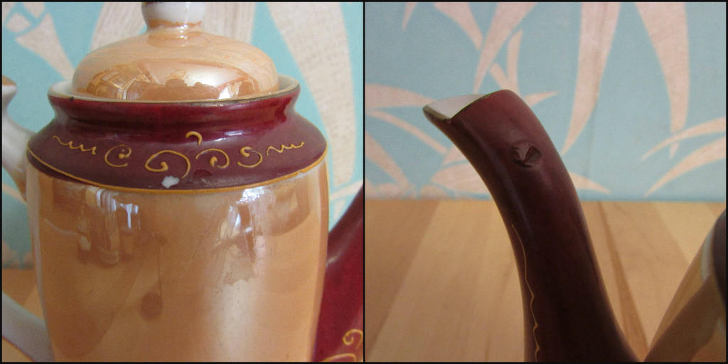 Delicate 1930s hand-painted Japanese Samurai tea set with koro