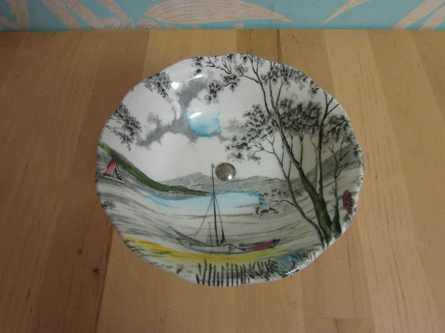 1950s W. H Grindley & Co "Holiday" china footed candy dish