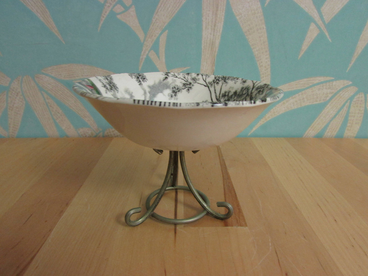 1950s W. H Grindley & Co "Holiday" china footed candy dish
