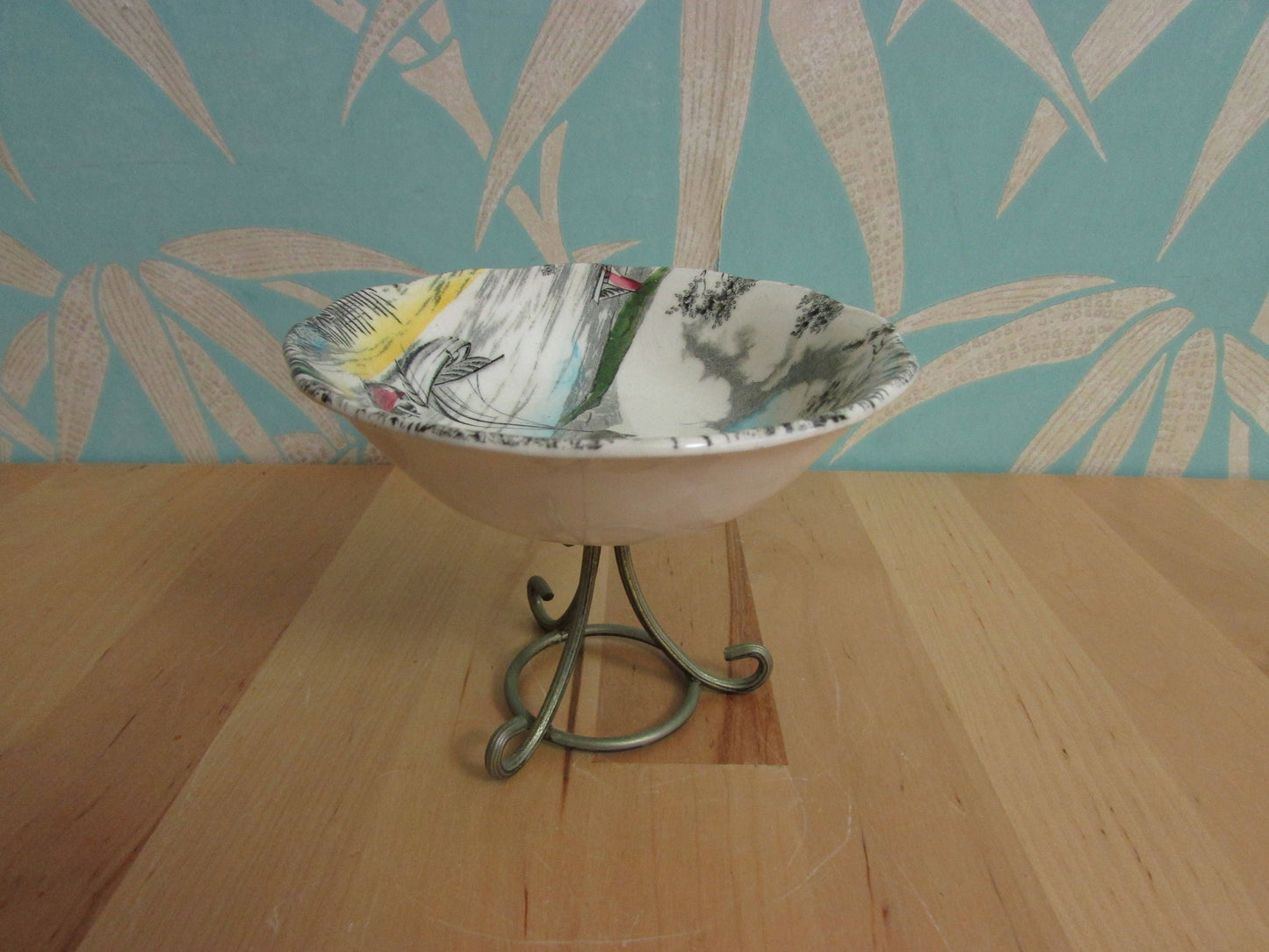 1950s W. H Grindley & Co "Holiday" china footed candy dish
