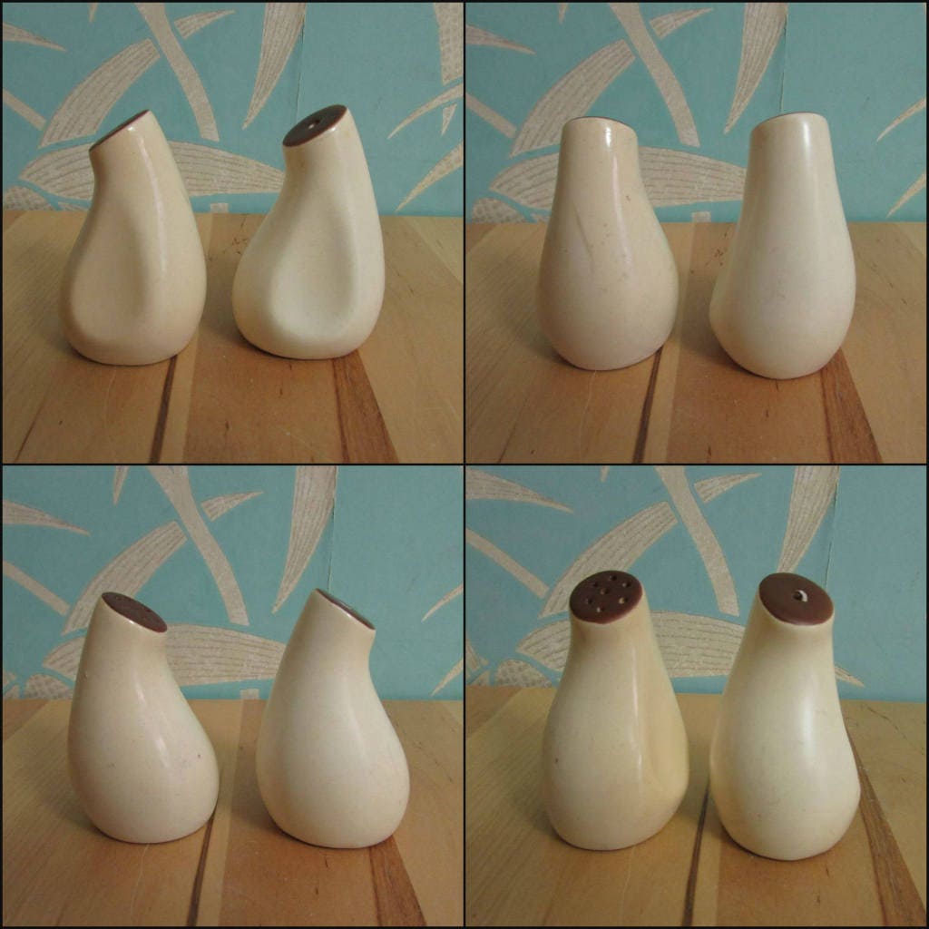 1950s Carlton Ware brown & cream "Windswept" cruet set