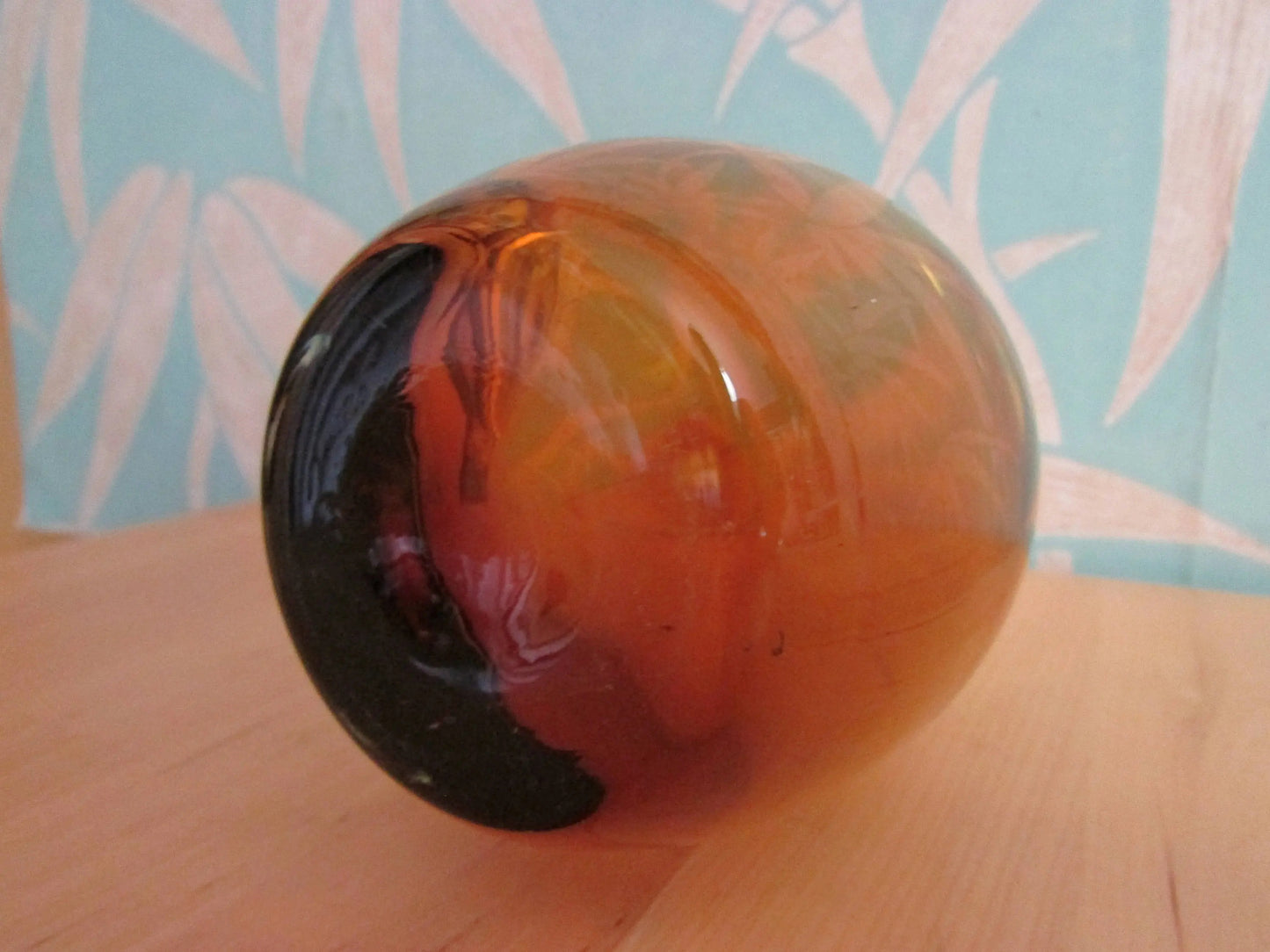 1960s amber blown cased glass vase