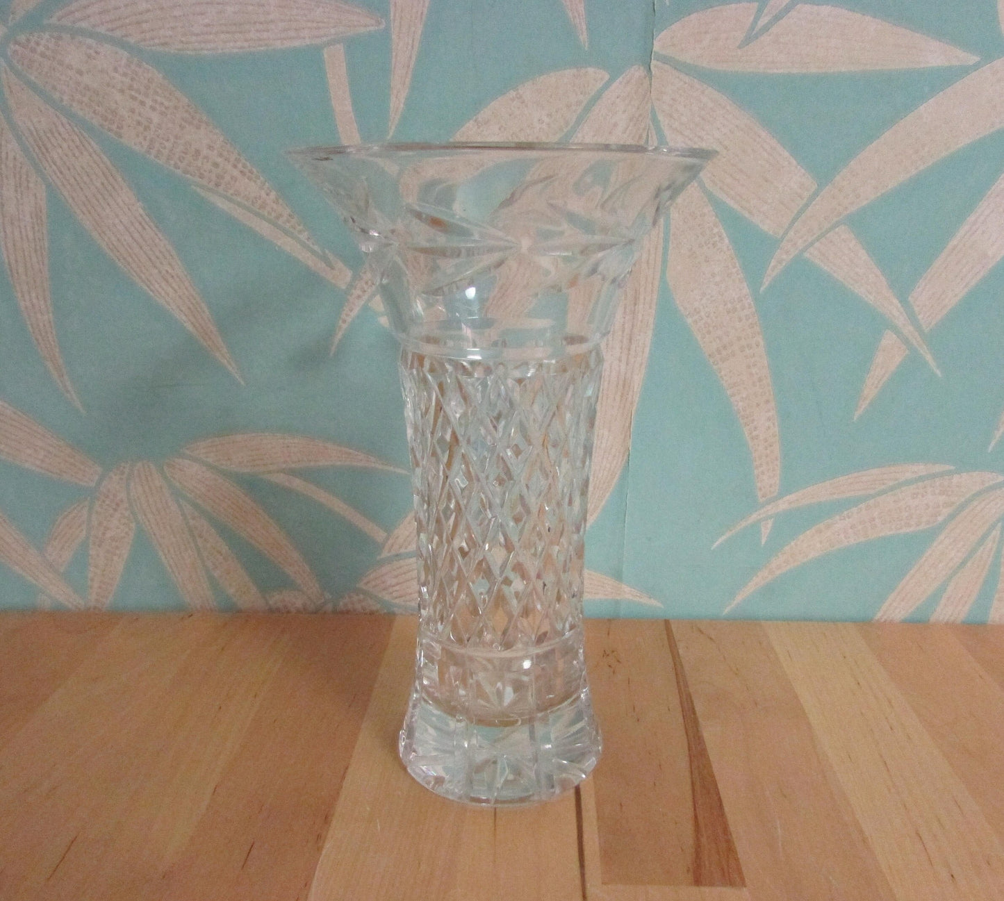 Vintage Galway Irish clear cut lead crystal waisted vase