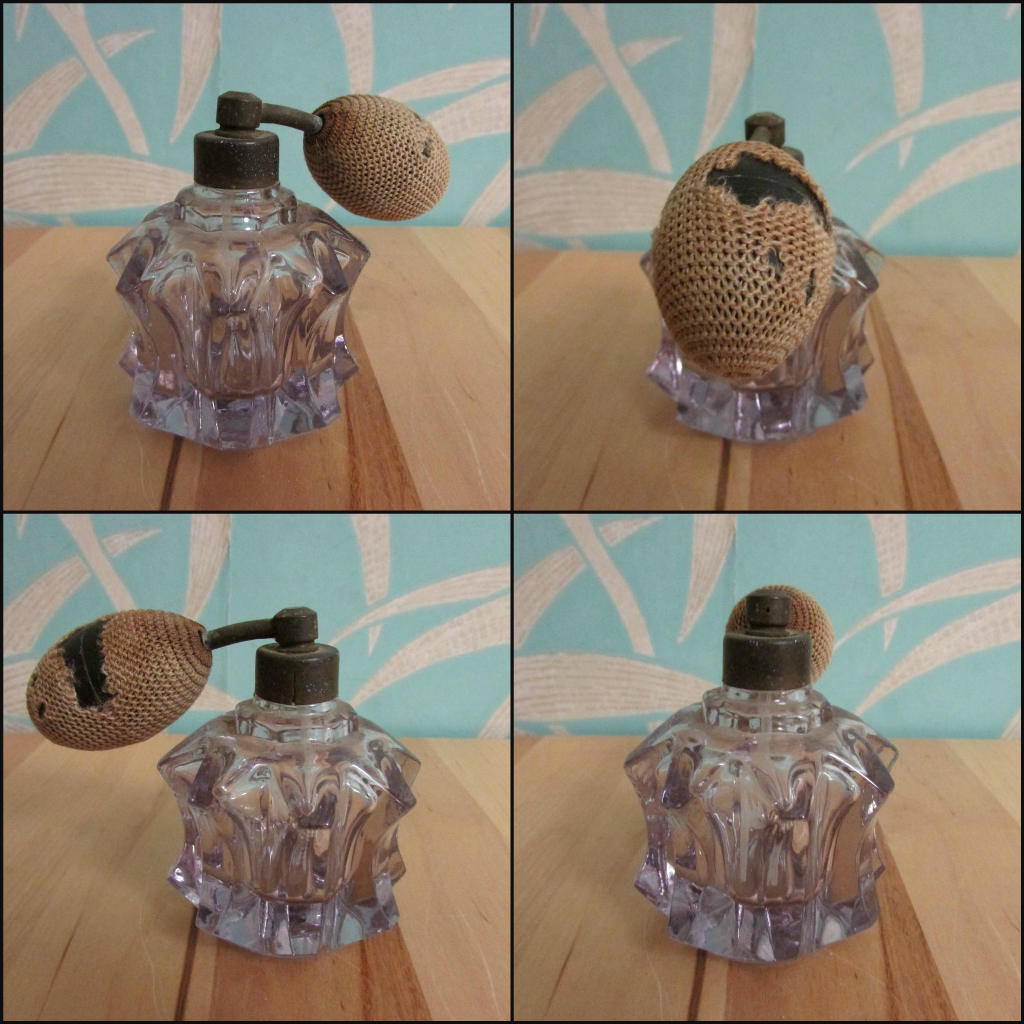 Vintage amethyst/purple glass perfume atomiser