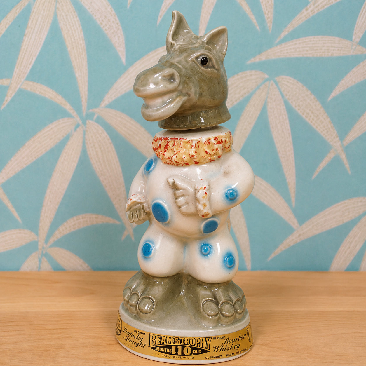 1968 Jim Bean Beams Trophy ceramic donkey whisky decanter