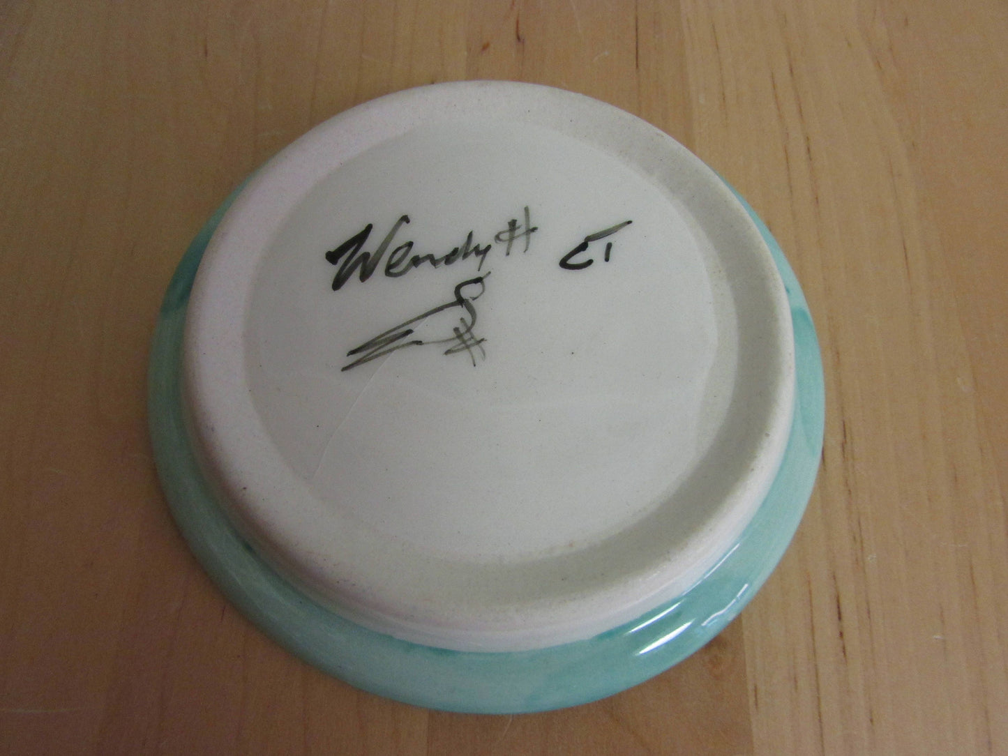Rare collectable 1990s hand painted decorative miniature plate, signed by artist Wendy Holliday
