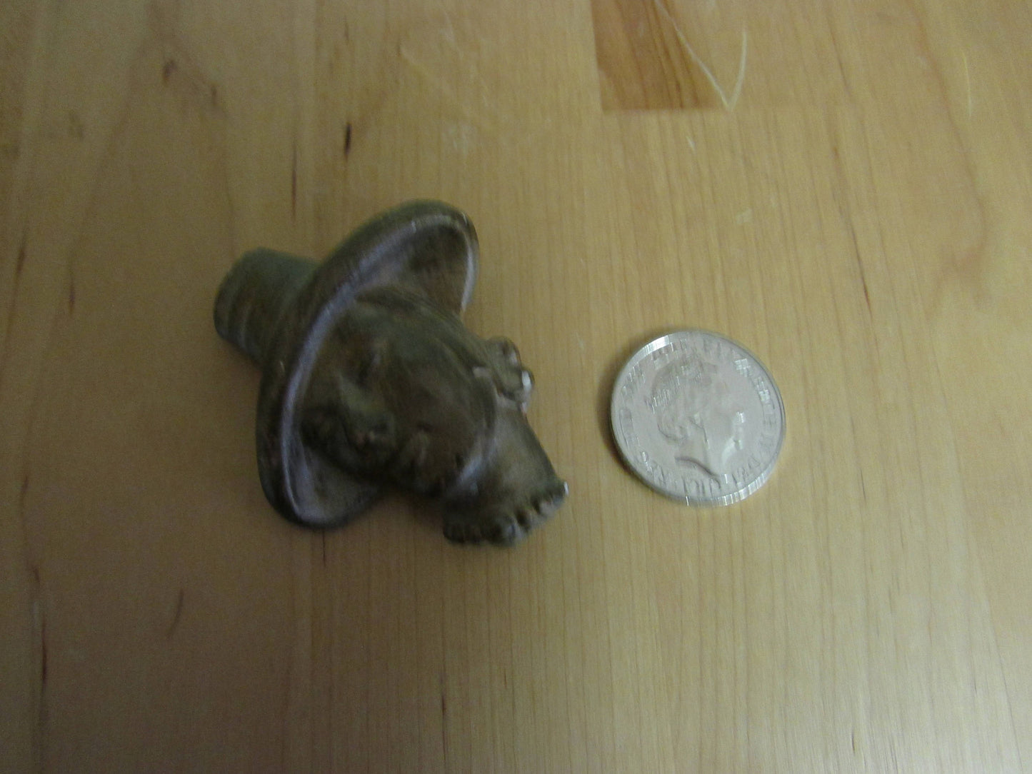 Vintage gold-painted plaster/chalkware lady in hat head brooch