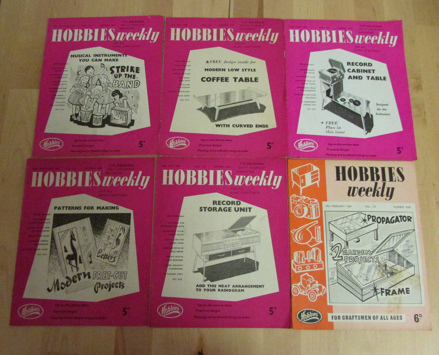 Job lot 1960s Hobbies Weekly do-it-yourself magazines "for all home craftsmen"