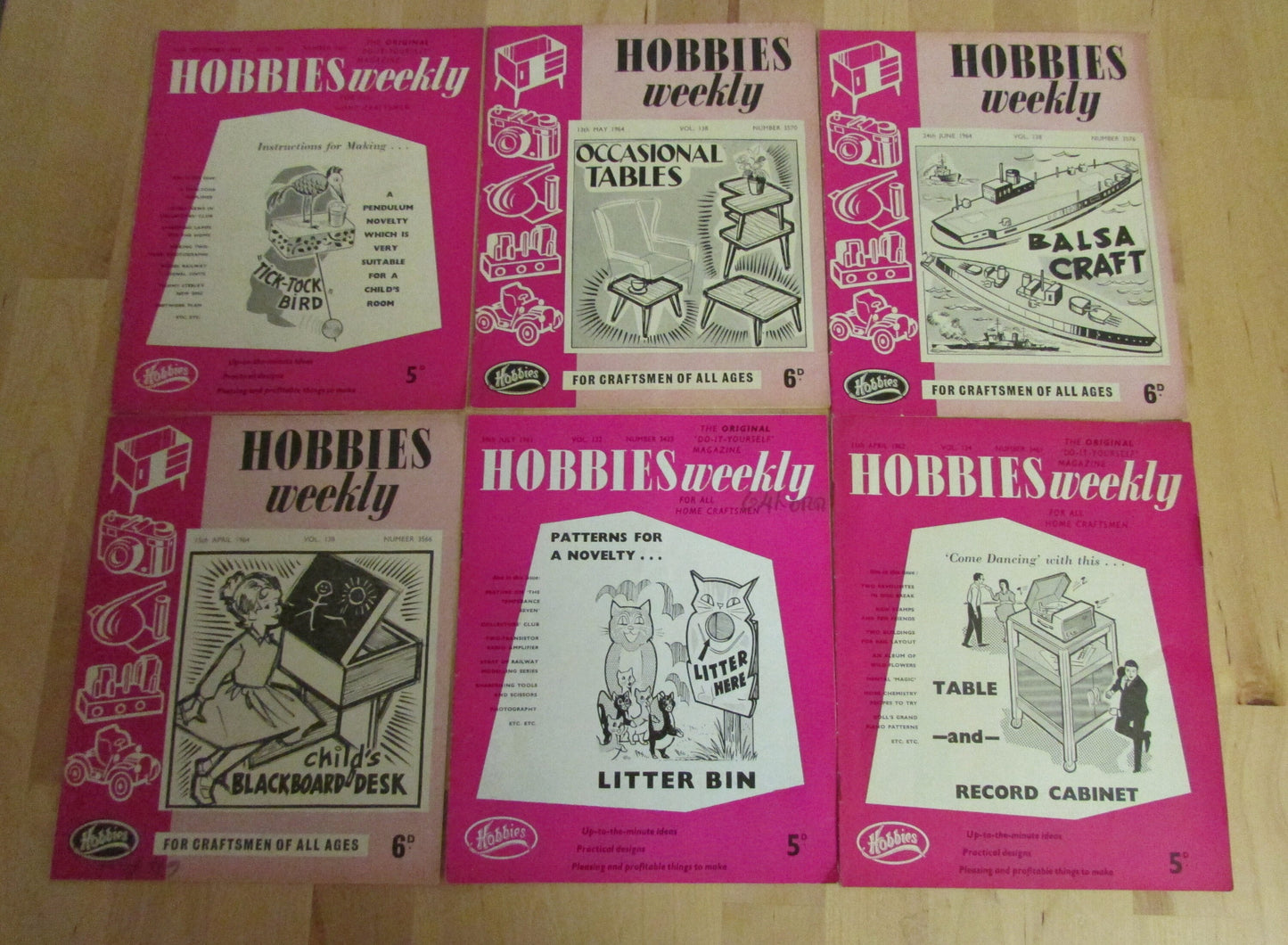 Job lot 1960s Hobbies Weekly do-it-yourself magazines "for all home craftsmen"