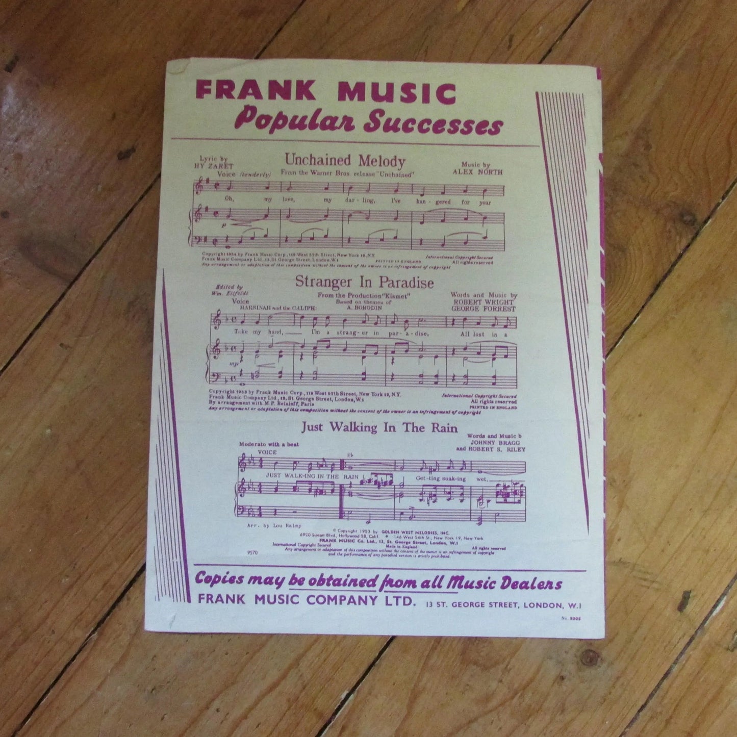 Sheet music for "Singing The Blues", as recorded by Tommy Steele (Softback, 1954)