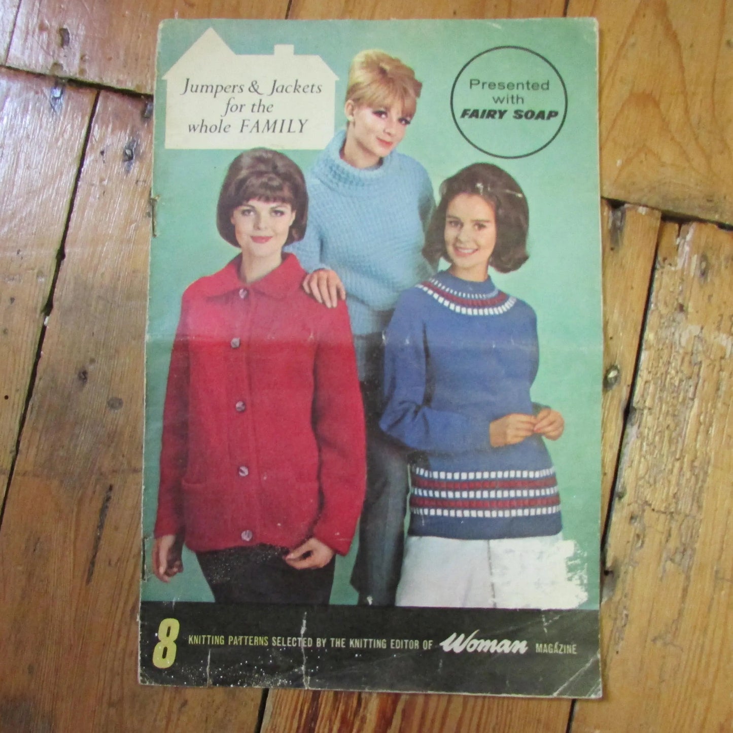 1960s Woman Magazine "Jumpers & Jackets for the whole Family" knitting pattern booklet