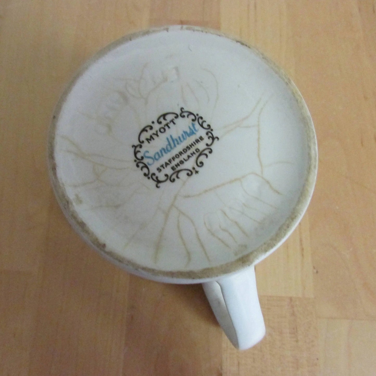 1960s Myott white, sky blue & taupe flowers "Sandhurst" coffee set