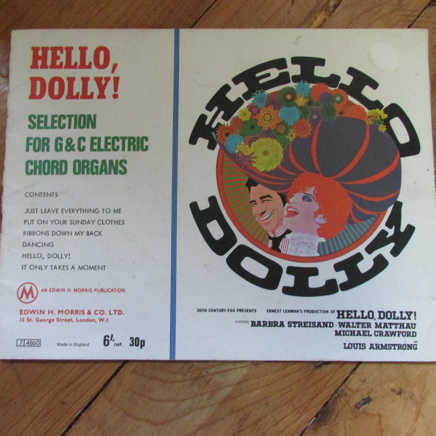 Electric chord organ arrangements for "Hello Dolly" starring Barbra Streisand (Softback, 1970)