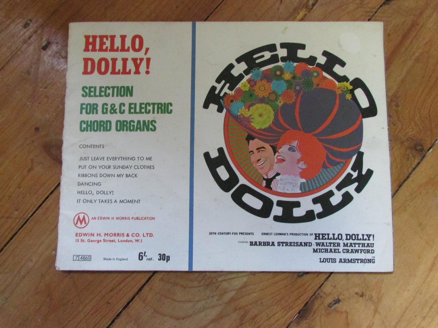 Electric chord organ arrangements for "Hello Dolly" starring Barbra Streisand (Softback, 1970)