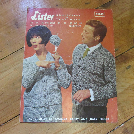 1960s Lister & Co. knitting patterns for lady's suit, and man's cardigan