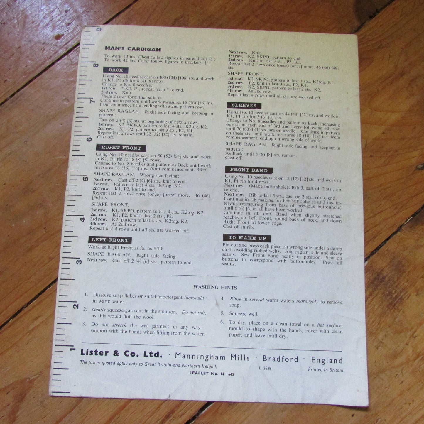 1960s Lister & Co. knitting patterns for lady's suit, and man's cardigan