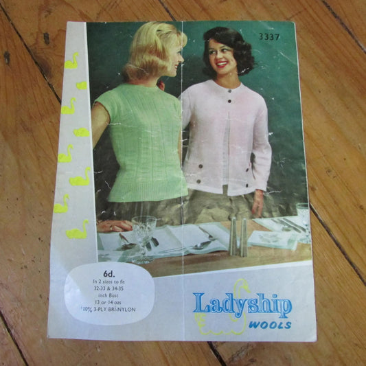 1960s Baldwin & Walker "Ladyship" 3337 knitting pattern for lady's twin set