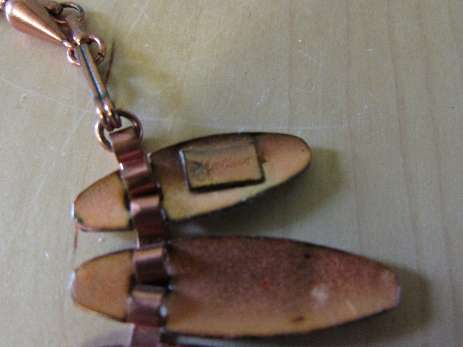 Beautiful 1950s Renoir Matisse 'Nefertiti' pink enamel copper necklace, bracelet & earring set, demi parure