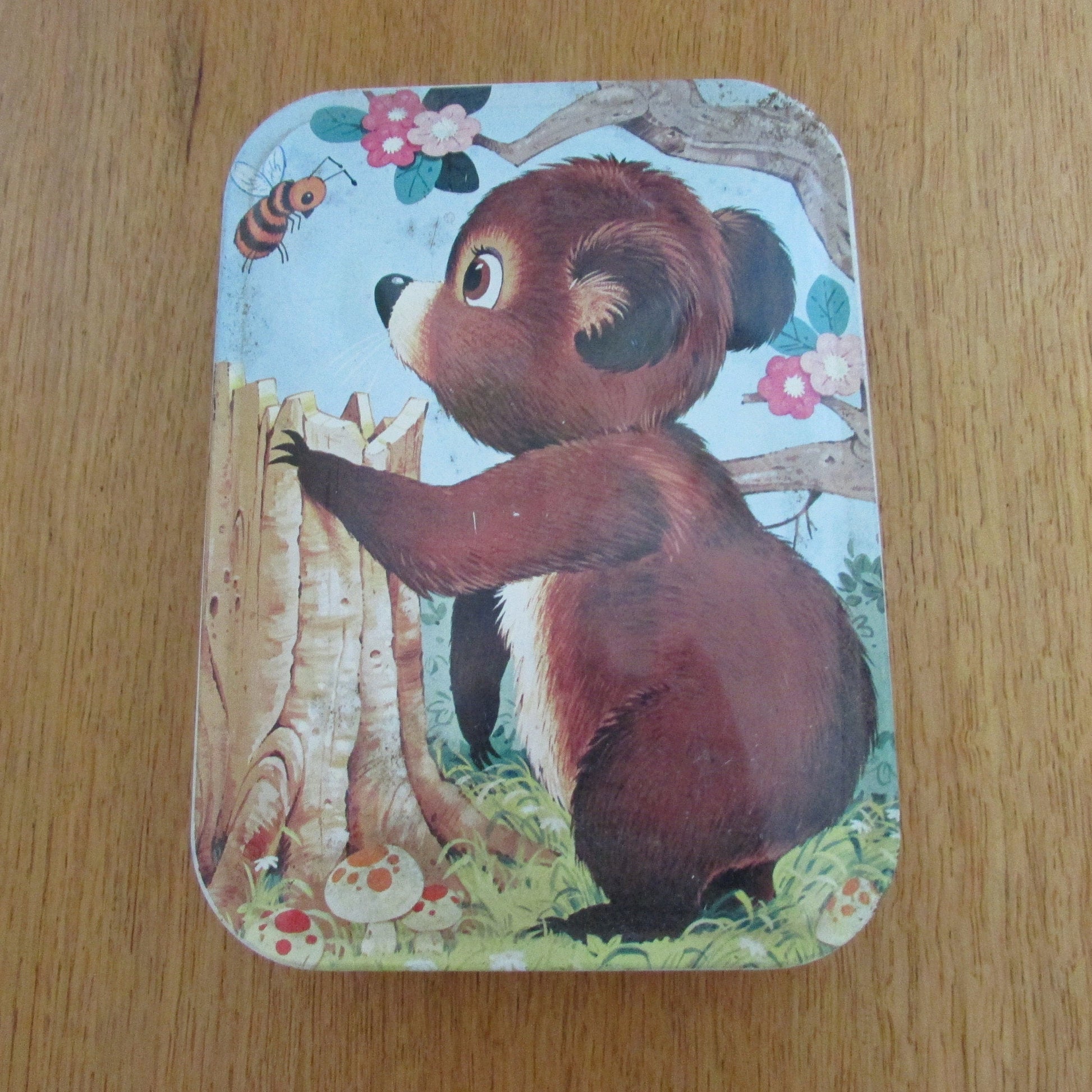 Vintage cartoon bear design Bluebird Confectionery tin