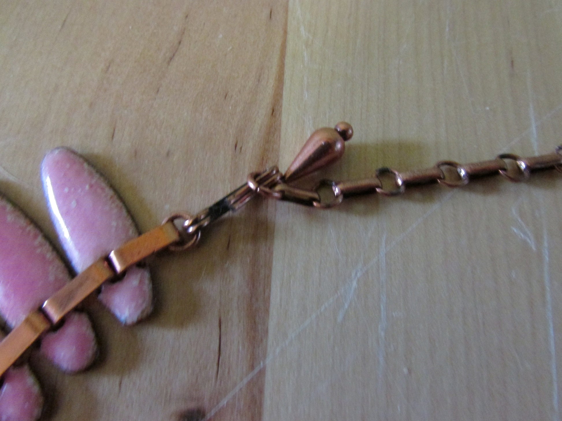 Beautiful 1950s Renoir Matisse 'Nefertiti' pink enamel copper necklace, bracelet & earring set, demi parure