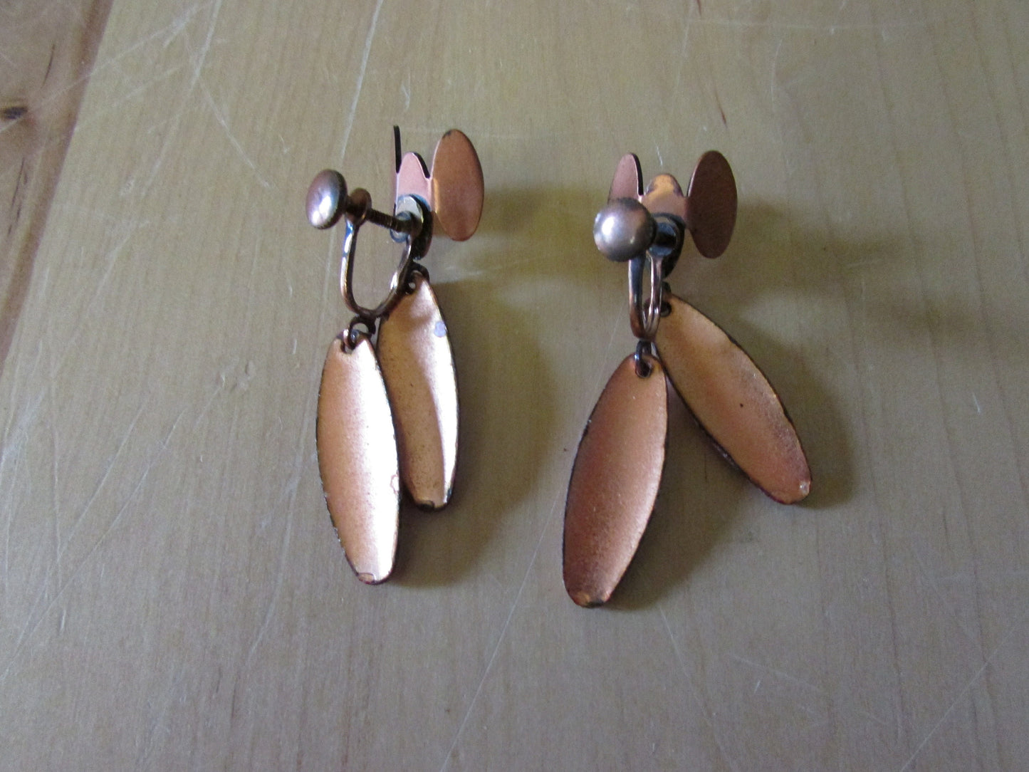Beautiful 1950s Renoir Matisse 'Nefertiti' pink enamel copper necklace, bracelet & earring set, demi parure