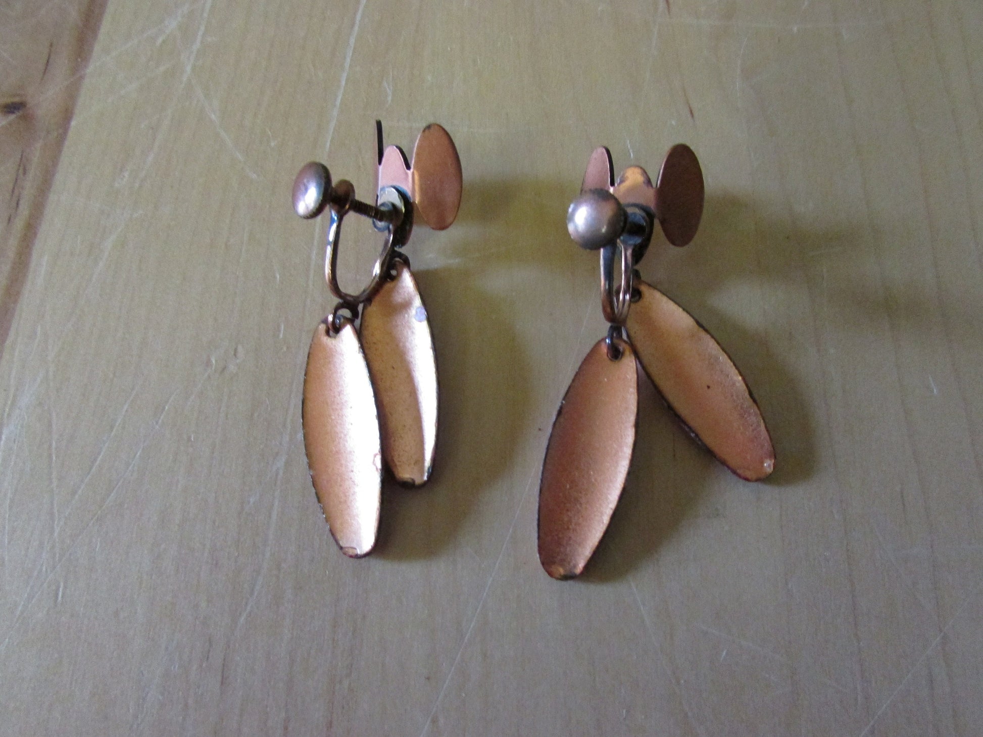 Beautiful 1950s Renoir Matisse 'Nefertiti' pink enamel copper necklace, bracelet & earring set, demi parure