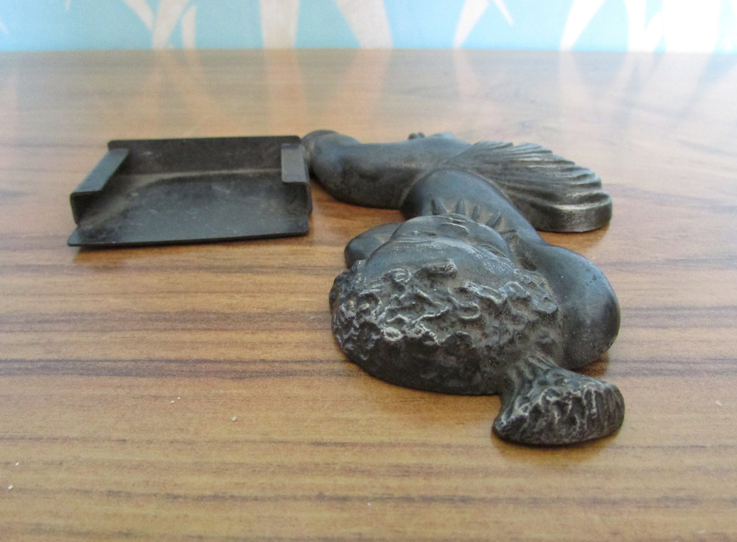 Unusual vintage Zero cast iron blackamoor infant vesta/match holder