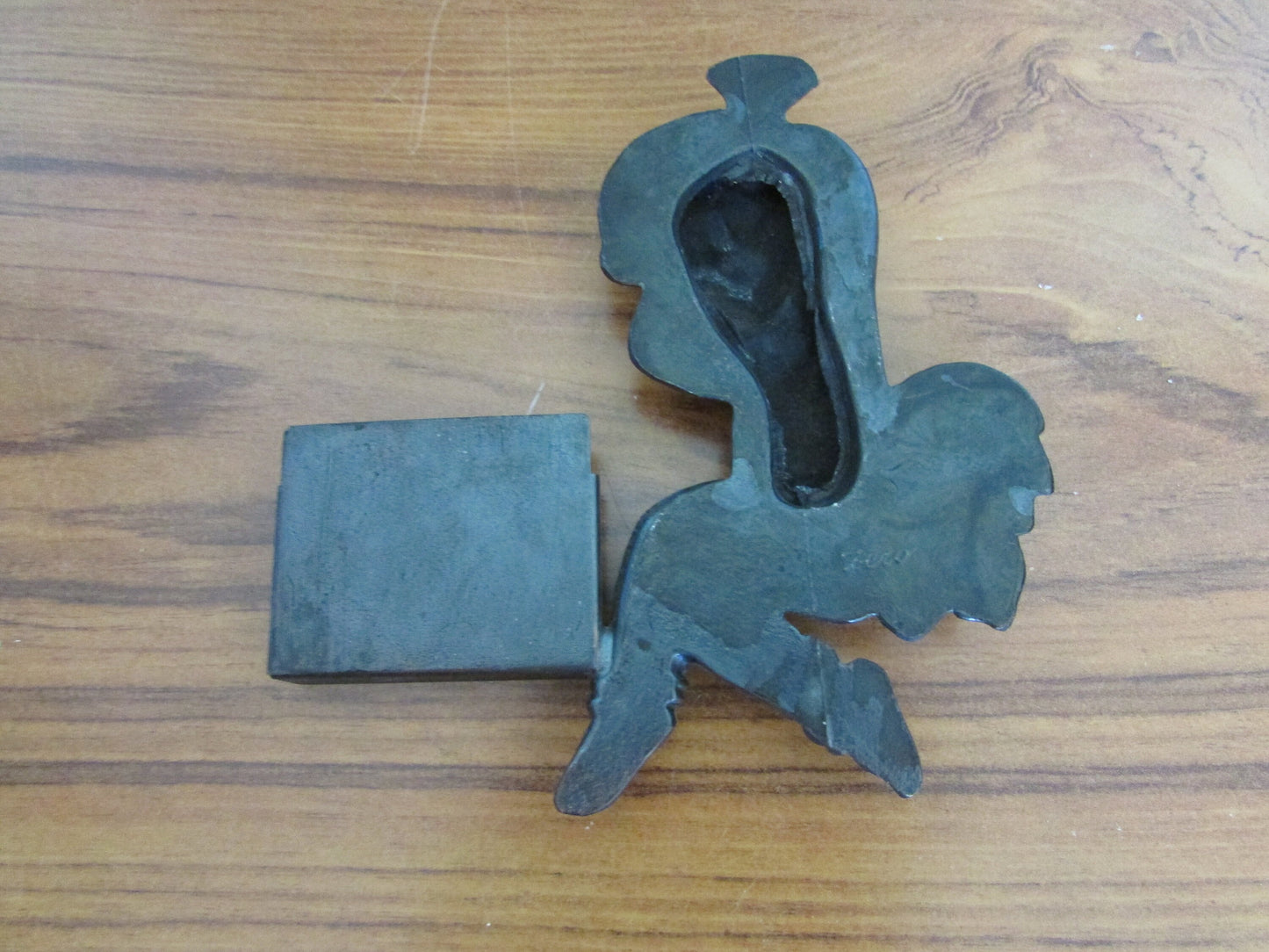 Unusual vintage Zero cast iron blackamoor infant vesta/match holder