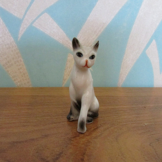 Vintage miniature ceramic Siamese kitten figurine
