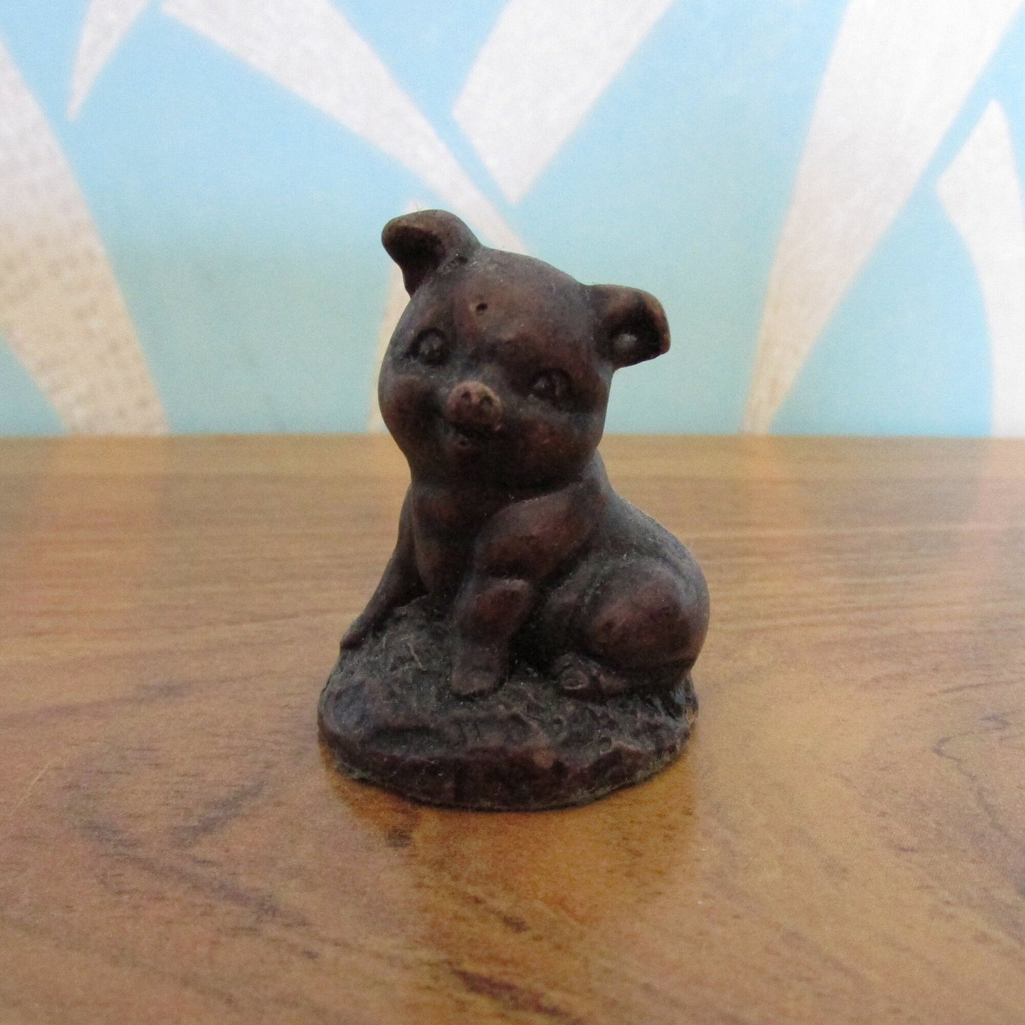 Vintage miniature carved resin piglet figurine