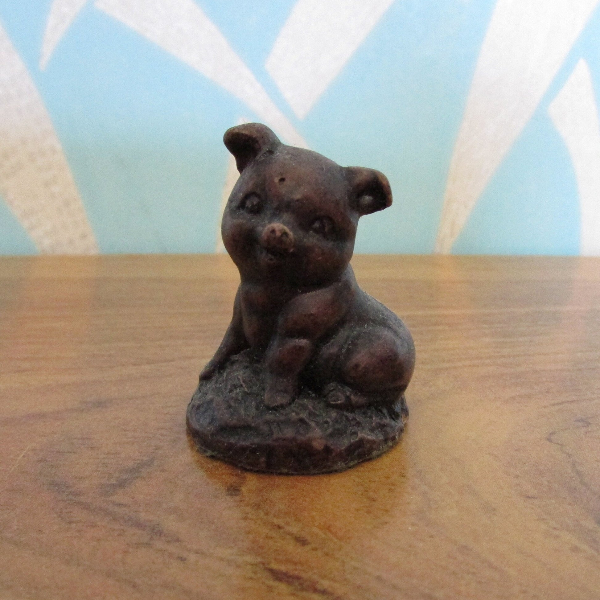 Vintage miniature carved resin piglet figurine