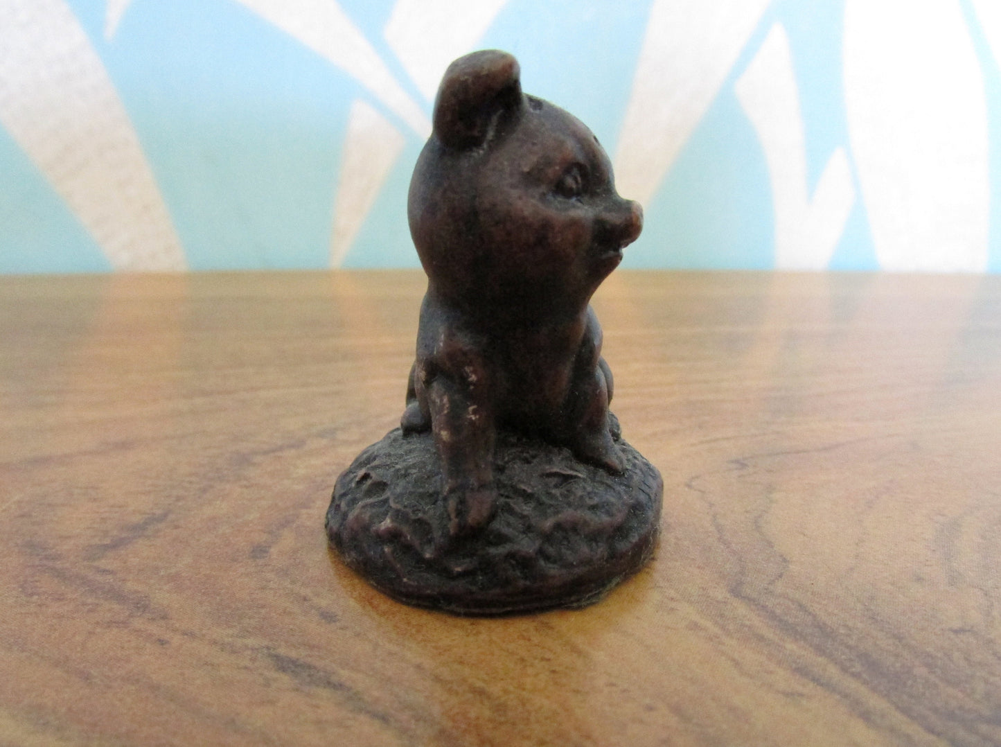 Vintage miniature carved resin piglet figurine