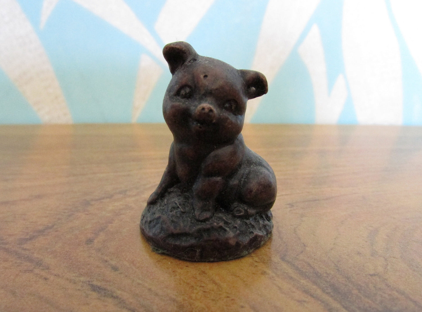 Vintage miniature carved resin piglet figurine
