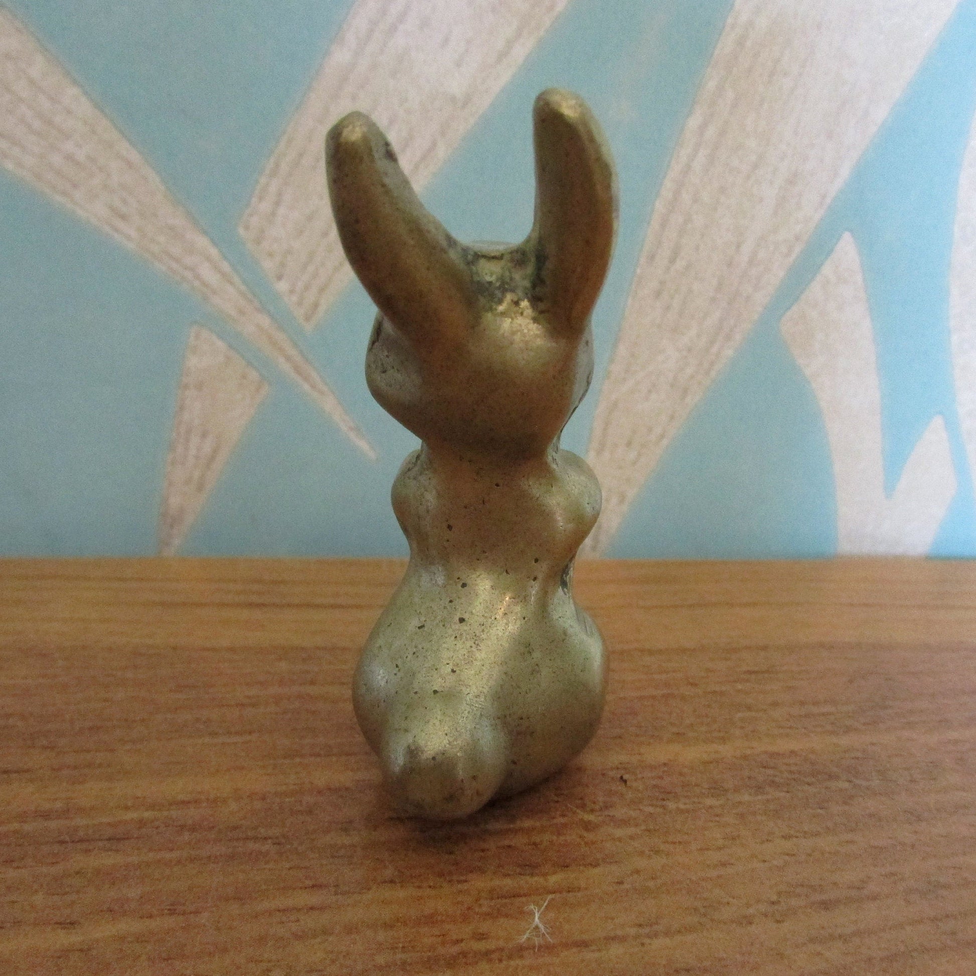 Vintage solid brass smiling rabbit figurine