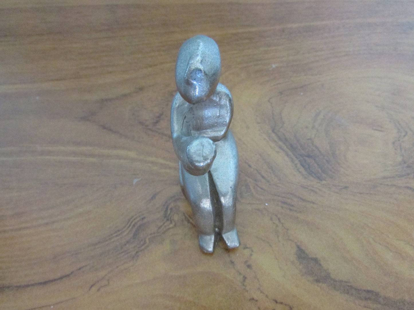 Rare silver-tone cast-metal miniature Cycladic "cup bearer" seated figurine