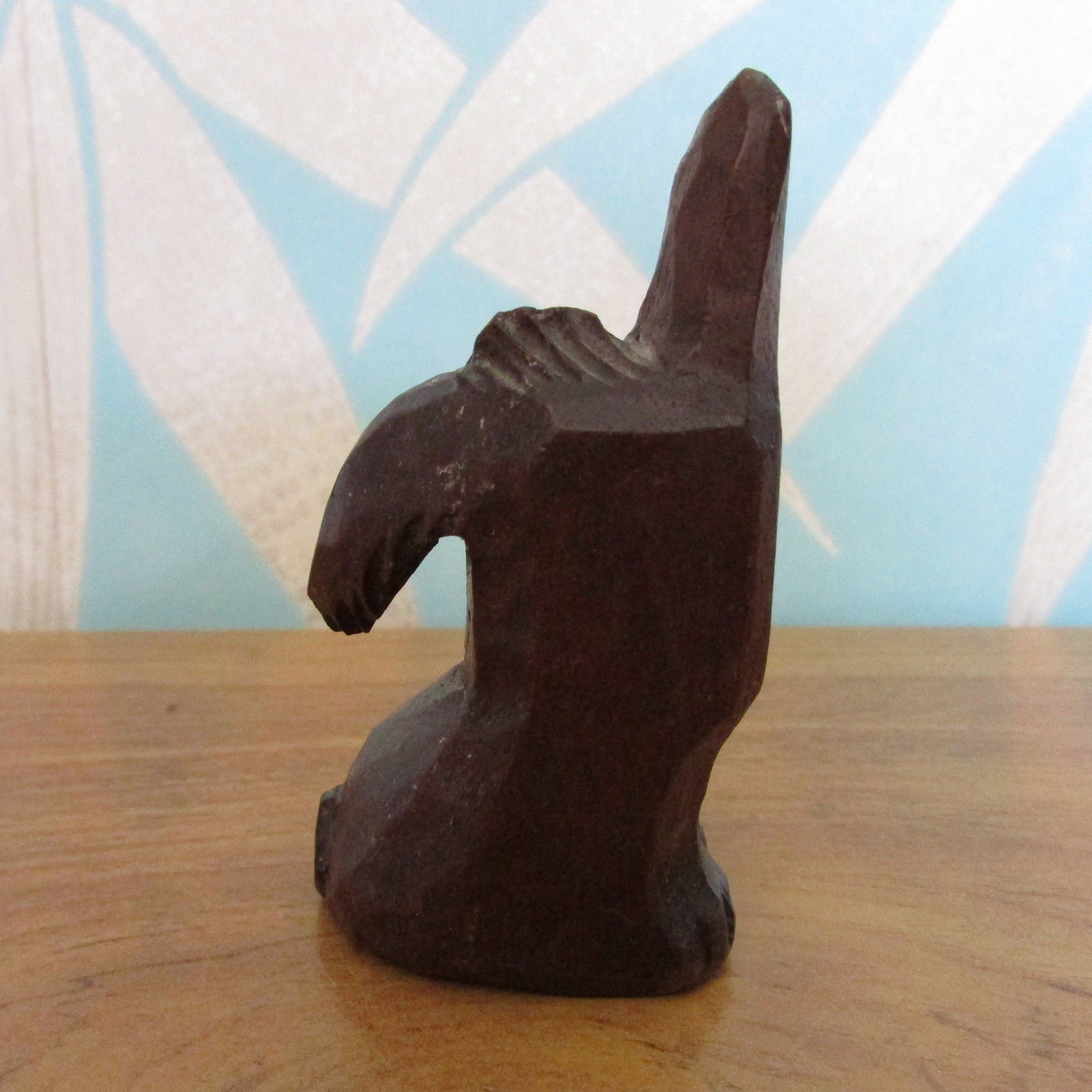 circa. 1930s carved wooden googly eye scotty dog figurine