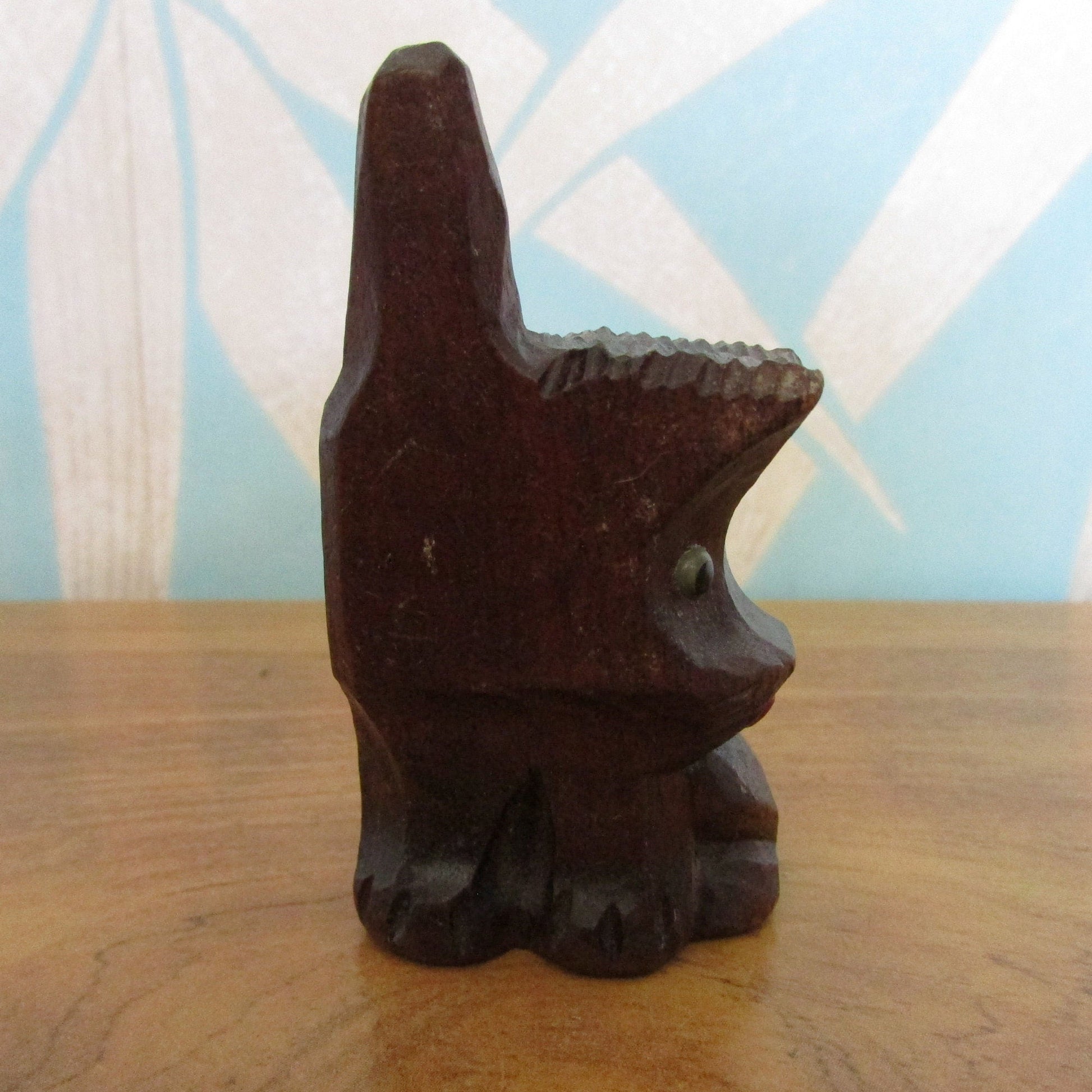 circa. 1930s carved wooden googly eye scotty dog figurine