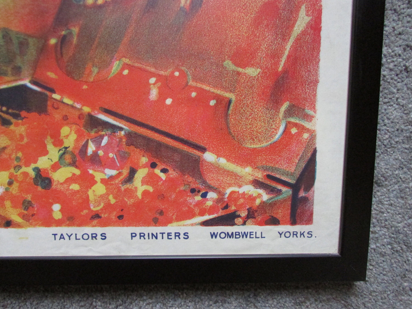 Framed 1930s Aladdin theatrical poster by Taylors Printers of Wombwell, Yorkshire