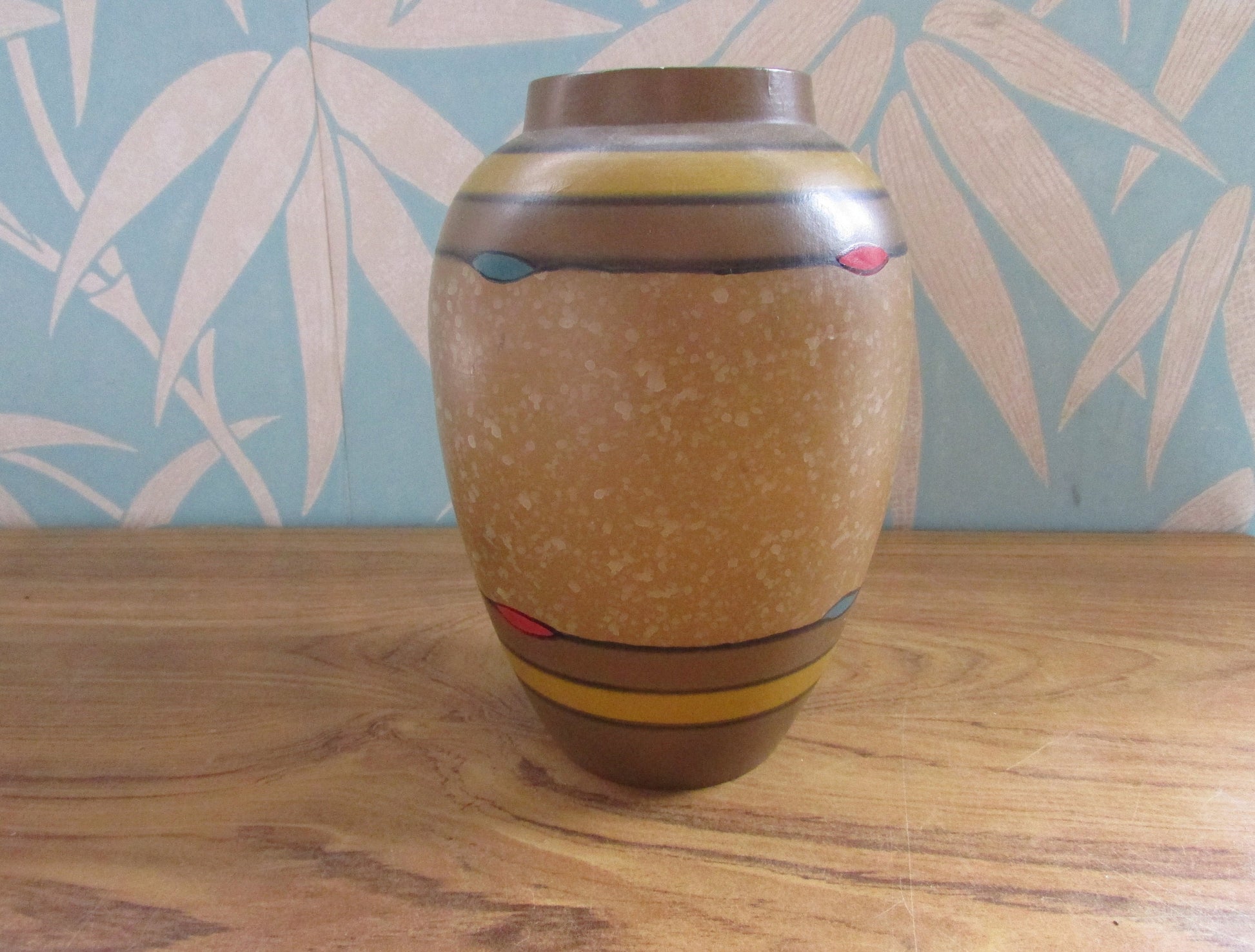 Pair of Art Deco-style hand-painted mottled ceramic pot vases