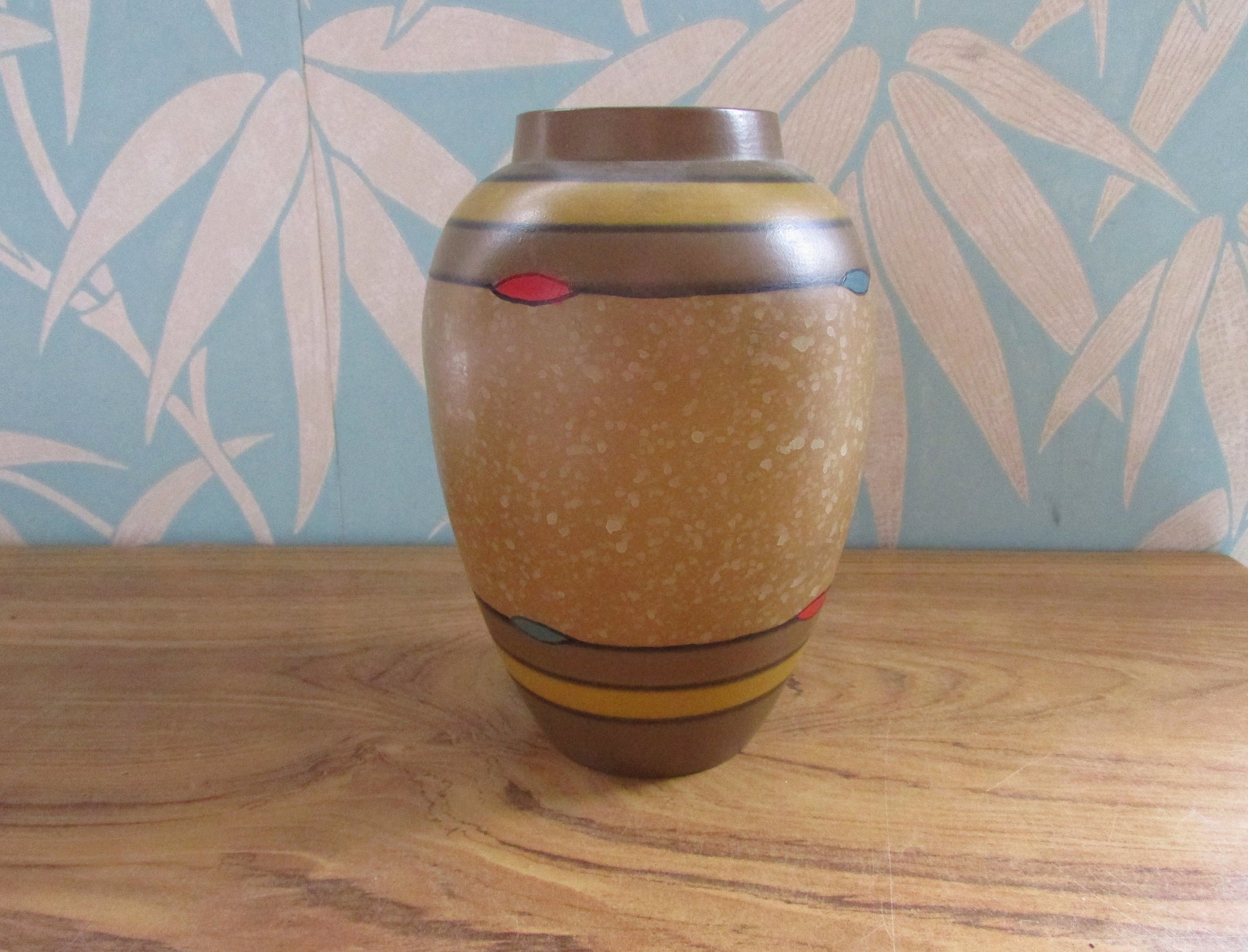 Pair of Art Deco-style hand-painted mottled ceramic pot vases
