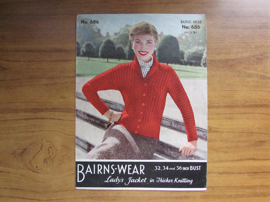 1950s Bairns-Wear 686 knitting pattern for 'Beatrice' lady's jacket