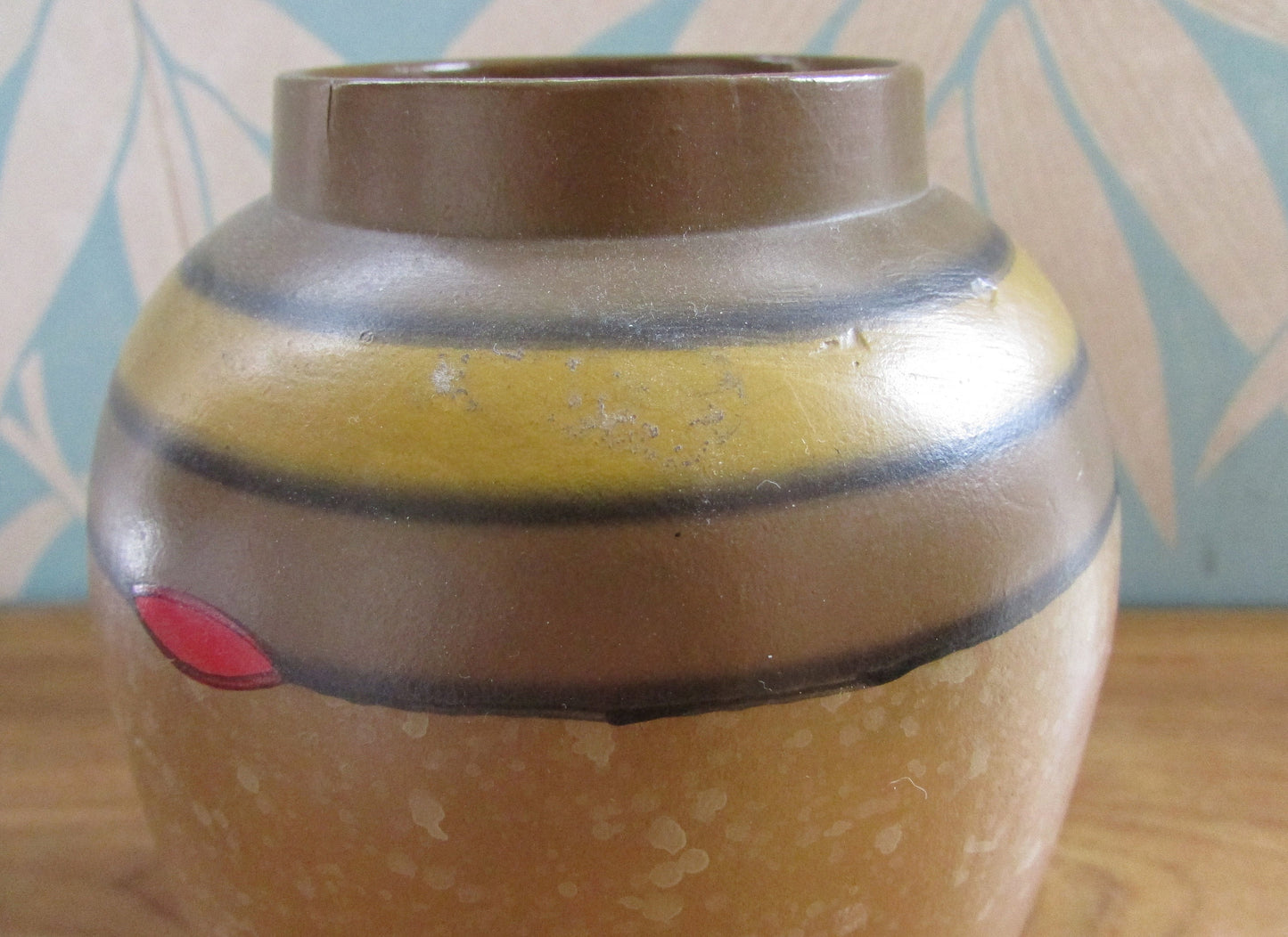 Pair of Art Deco-style hand-painted mottled ceramic pot vases