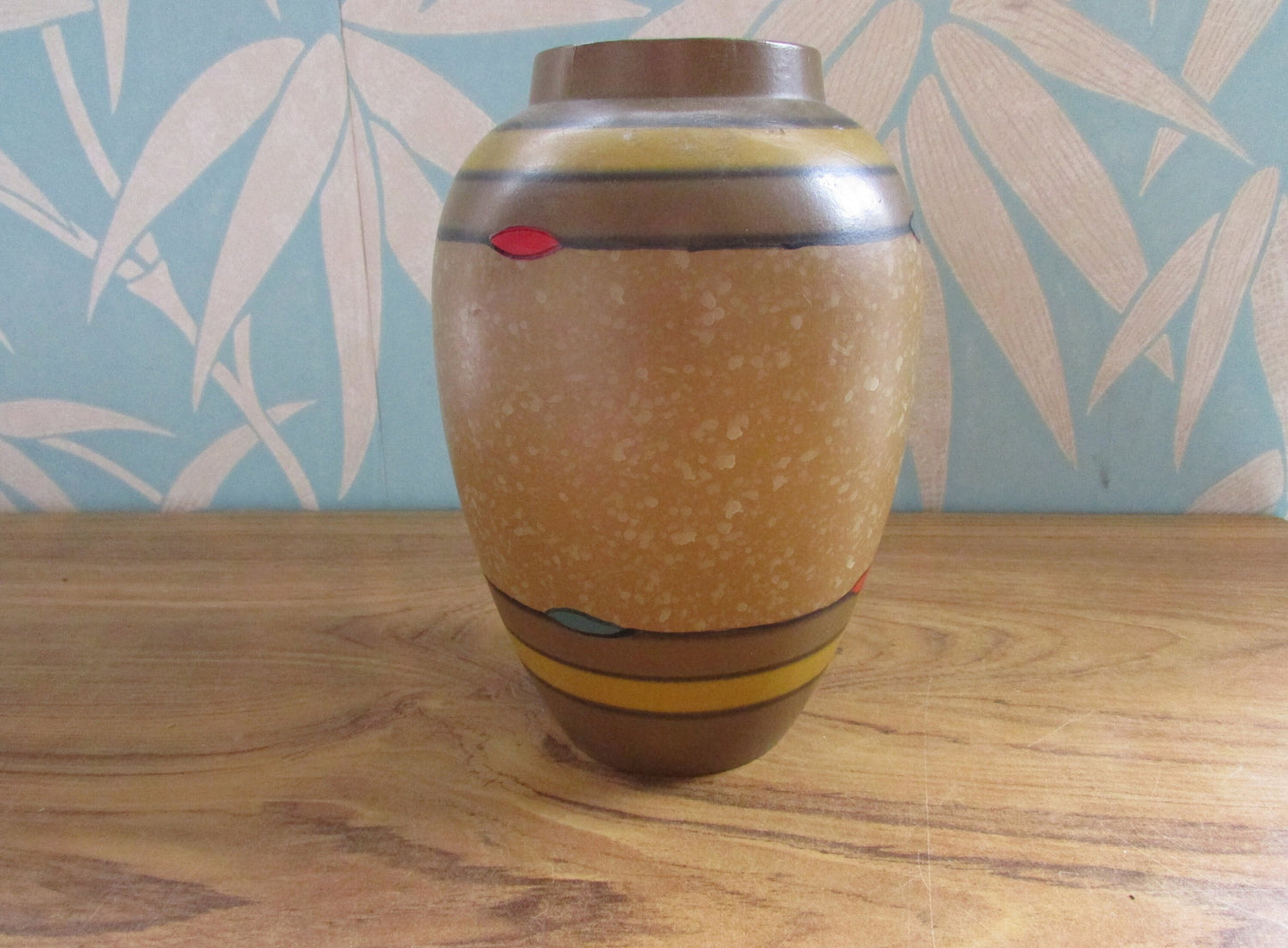 Pair of Art Deco-style hand-painted mottled ceramic pot vases