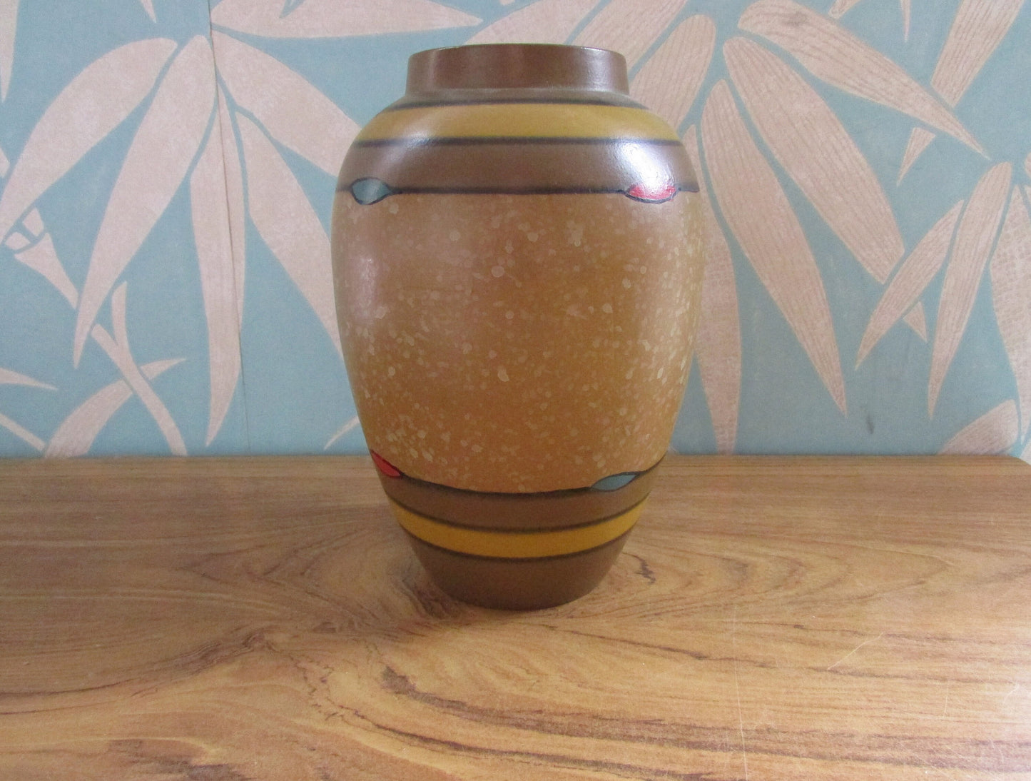 Pair of Art Deco-style hand-painted mottled ceramic pot vases
