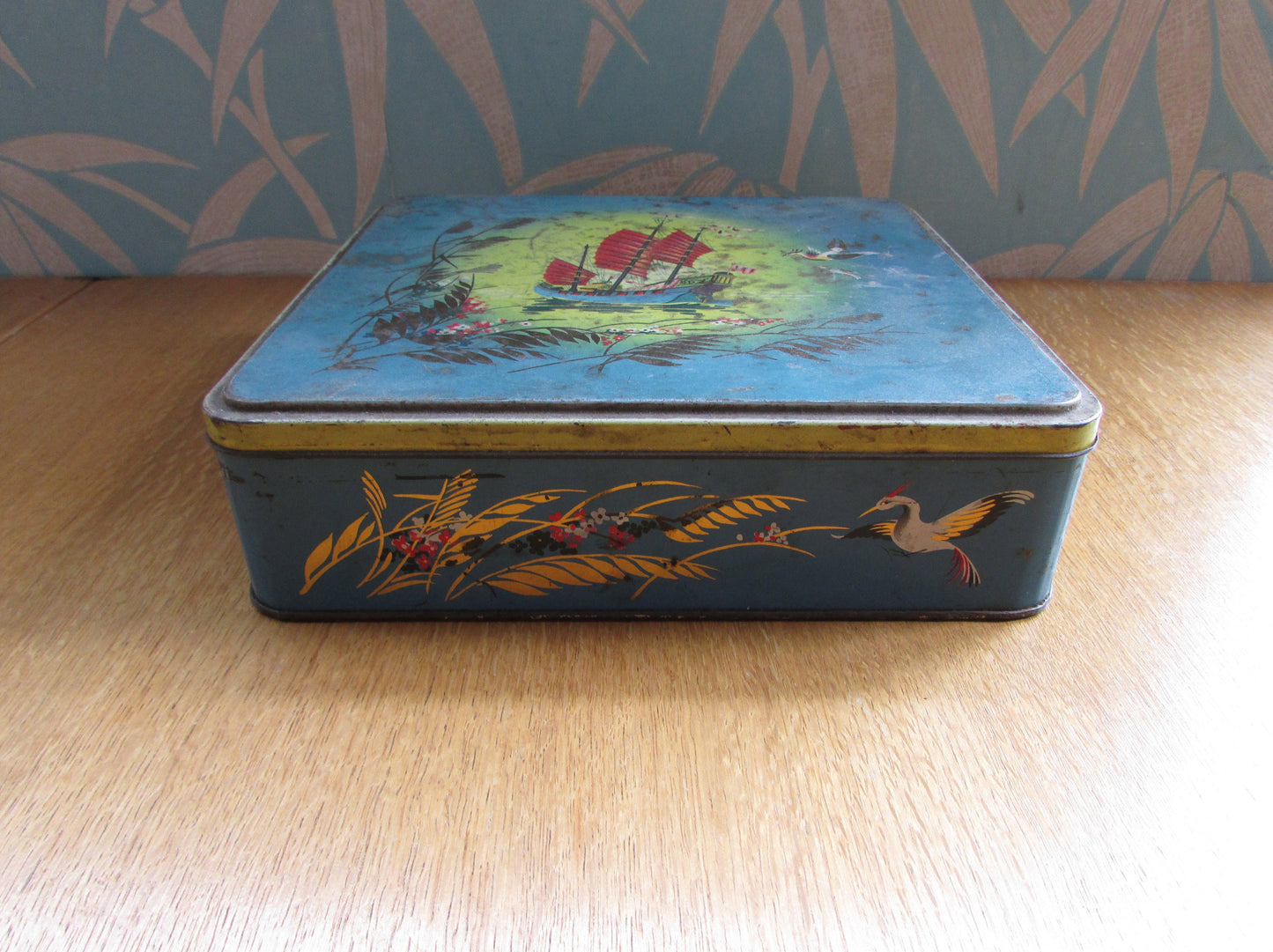 Mid-century CWS Ltd Crumpsall Cardiff & Harlow "Full Sail" biscuit tin