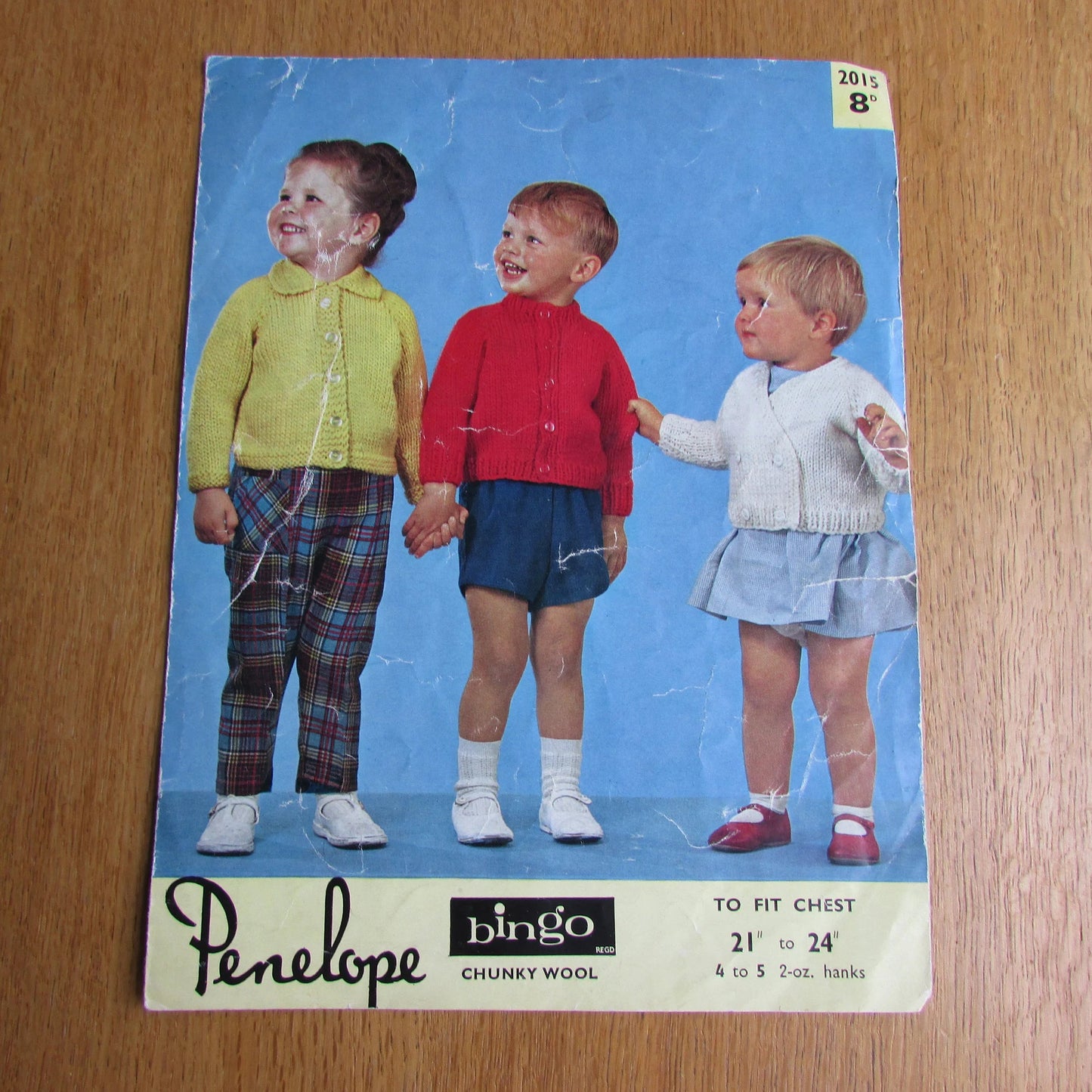 Vintage Penelope 2015 knitting pattern for three "Bingo" cardigans for Tiny Tots