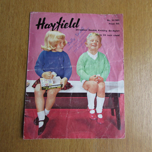 Vintage Hayfield H/364 knitting pattern for tiny tot's sweaters