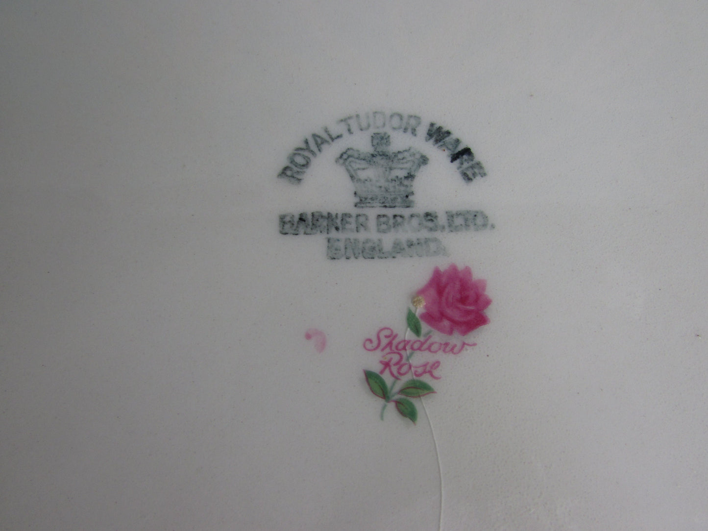 Mid-century Barker Bros Royal Tudorware Shadow Rose plate, gilt edged
