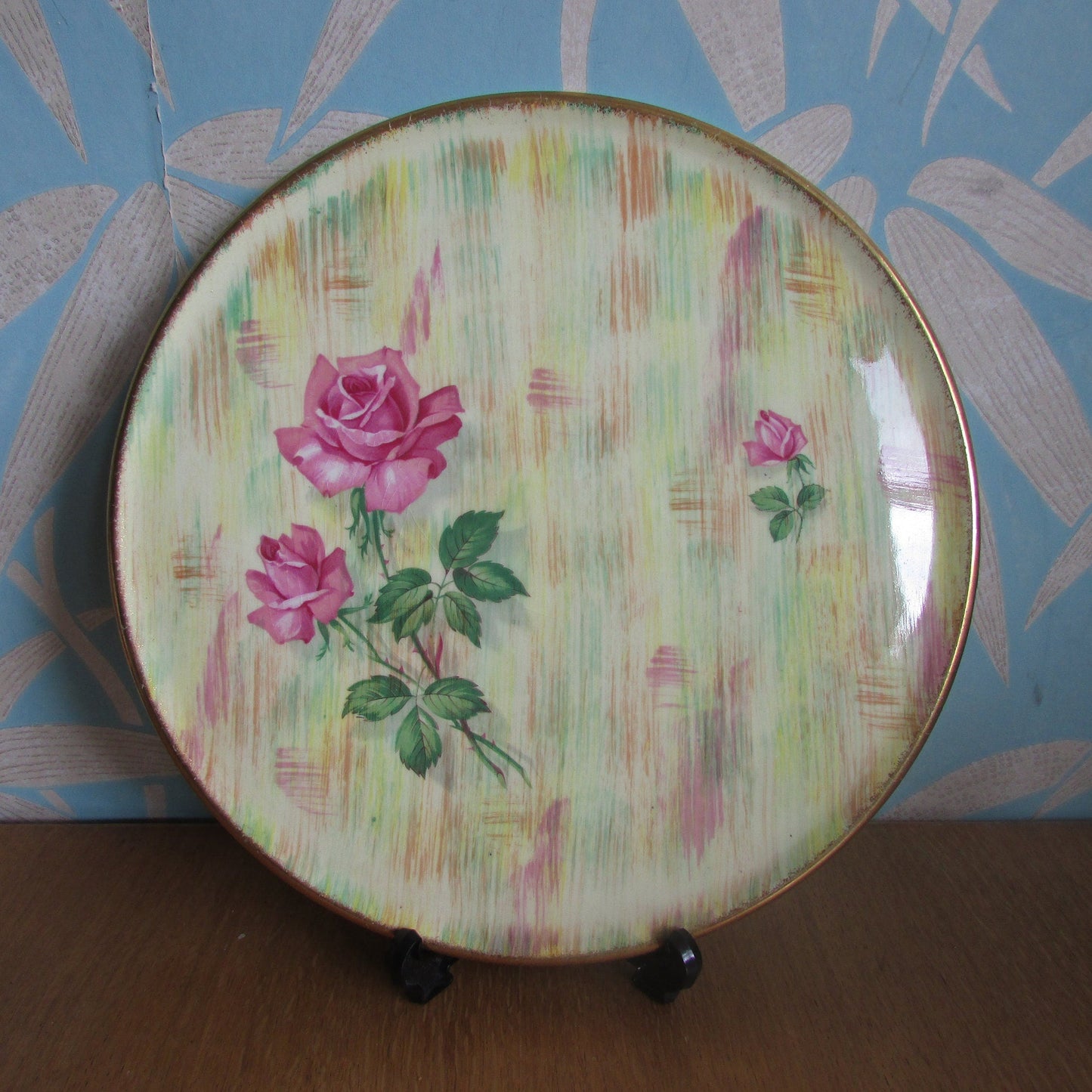 Mid-century Barker Bros Royal Tudorware Shadow Rose plate, gilt edged